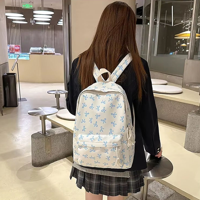 Women Bags For Gift - حقيبة ظهر نسائية من النايلون بنقشة