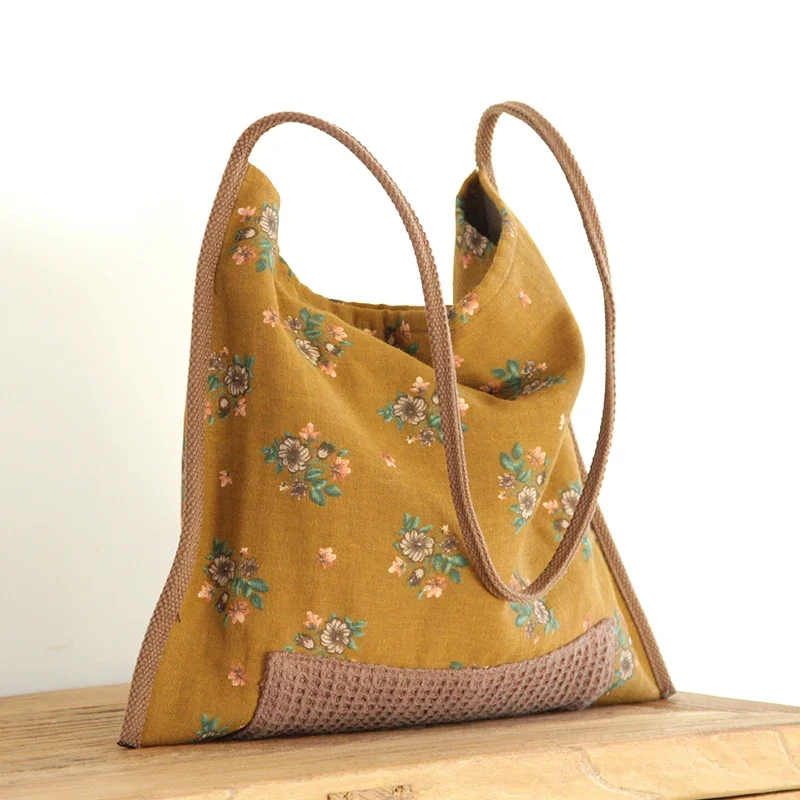 Hobo Bag Slouchy - الإناث موضة القطن قماش ناعم بوهو