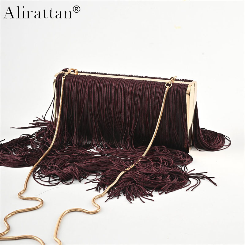 Evening Bag Beaded - حقيبة سهرة جديدة يدوية الصنع بشراشيب