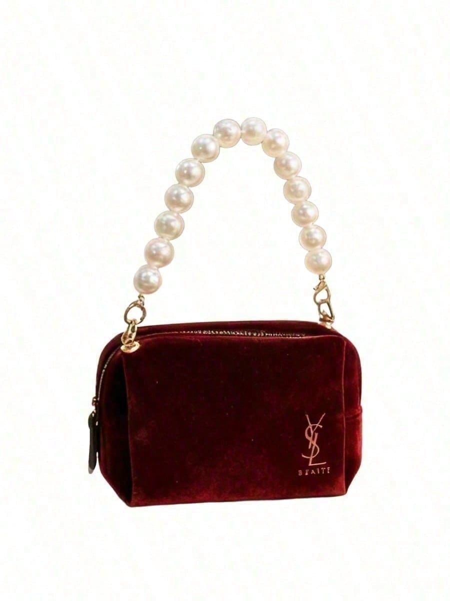 Women'S Ysl Bags Tote - حقيبة مستحضرات التجميل المخملية باللون الأحمر
