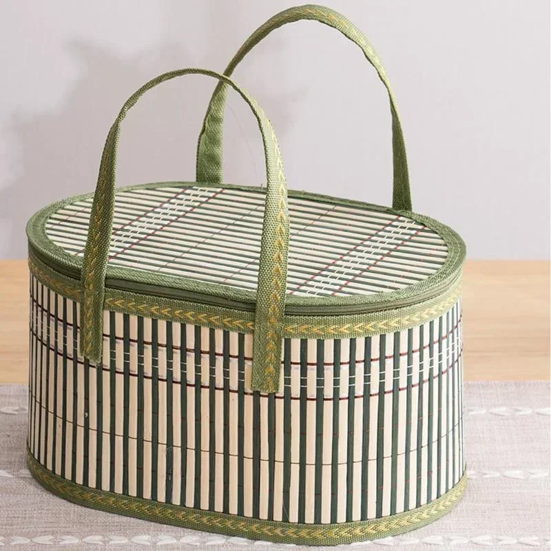 Women Bags For Gift - سلة نزهة يدوية الصنع من الخيزران