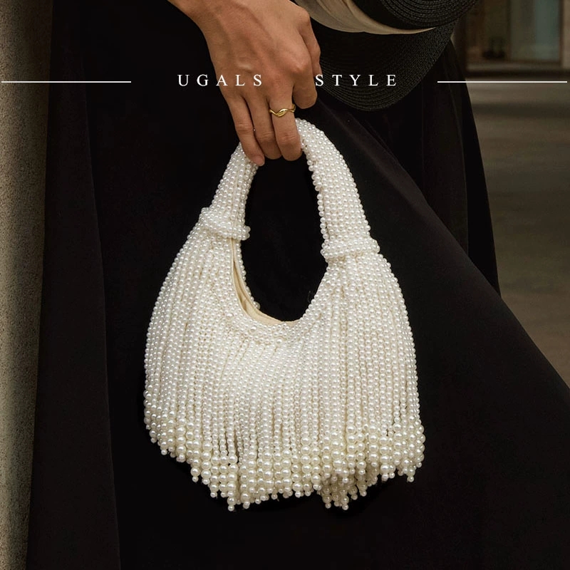 Evening Bag Beaded - حقيبة يد فاخرة بتصميم مقبض لؤلؤي