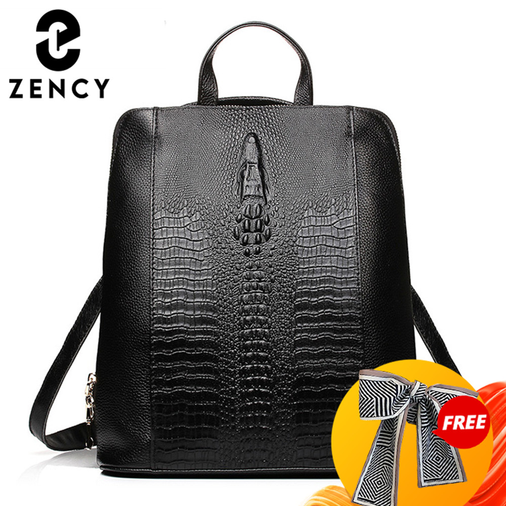Women Bags With Laptop Compartment - حقيبة ظهر نسائية من جلد التمساح