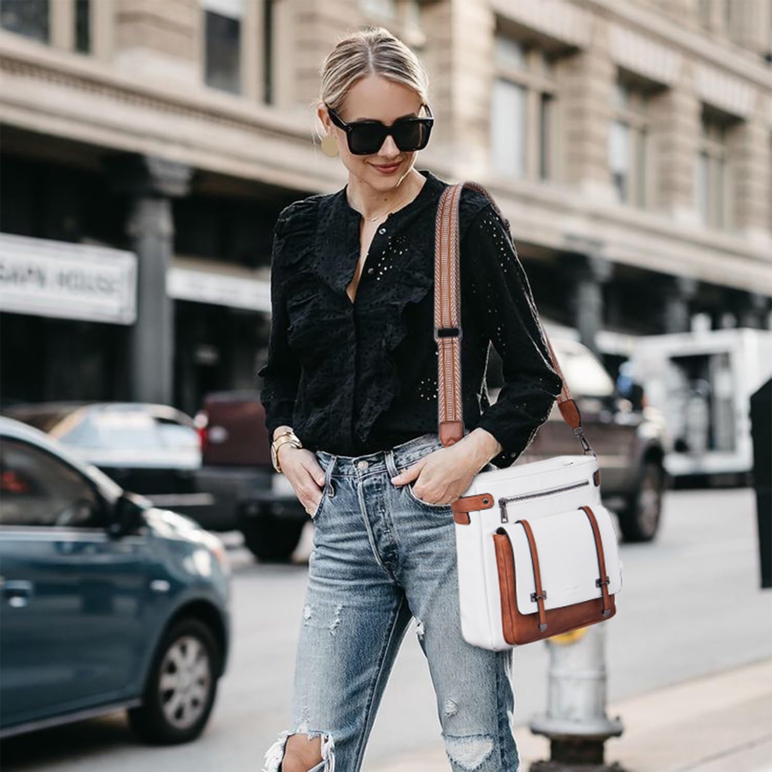 حقيبة كروس بودي نسائية كبيرة ا - مراجعة Women Bags With Laptop Compartment وسعره