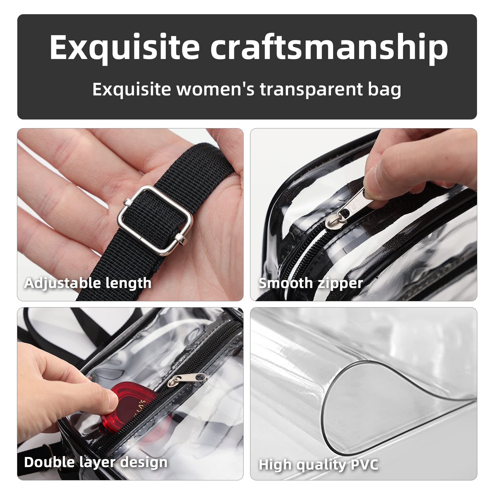 1-10 قطع حقيبة كروس بودي شفافة - مراجعة Women Bags And Purses وسعره